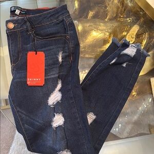 Boom Boom Jeans Blue Skinny Fit Distressed Denim sz 9